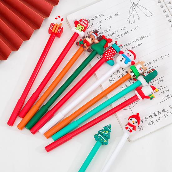 10/20Pcs Christmas Gel Ink Pens Deer Snowman Santa Claus Design Kids Gel Pens School Supplies Christmas Party Favors