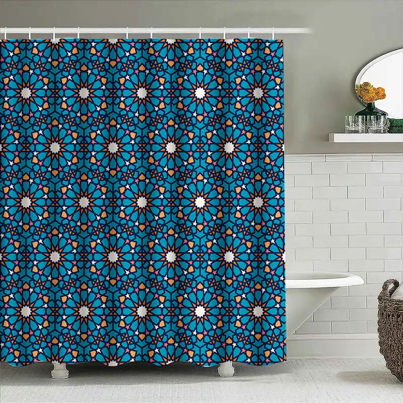 Blue Flower Shower Curtain, Bath Decor Multicolor Floral Pattern Fabric Shower Curtain Waterproof Bathroom Accessory For Home De