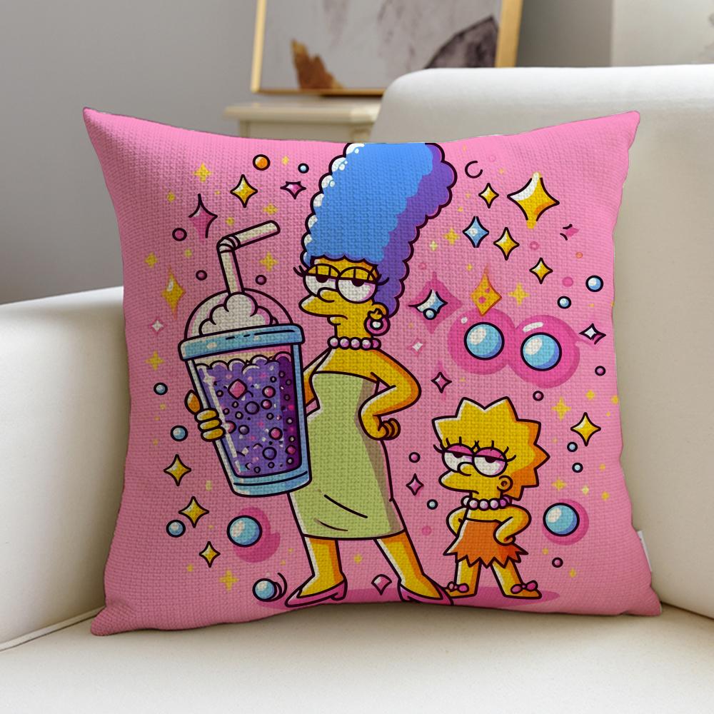 Iconic TThe SimpsonsS Cushion Cover Breathable and Skinfriendly Linen Pillowcase Square Removable and Washable Cushion