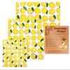 Set da 3 Pezzi Involucri Alimentari in Cera d'Api Riutilizzabili Cotone Biologico Eco-friendly Panno Cerato Sostituto della Pellicola di Plastica Domestica Lavabile Modello Limone