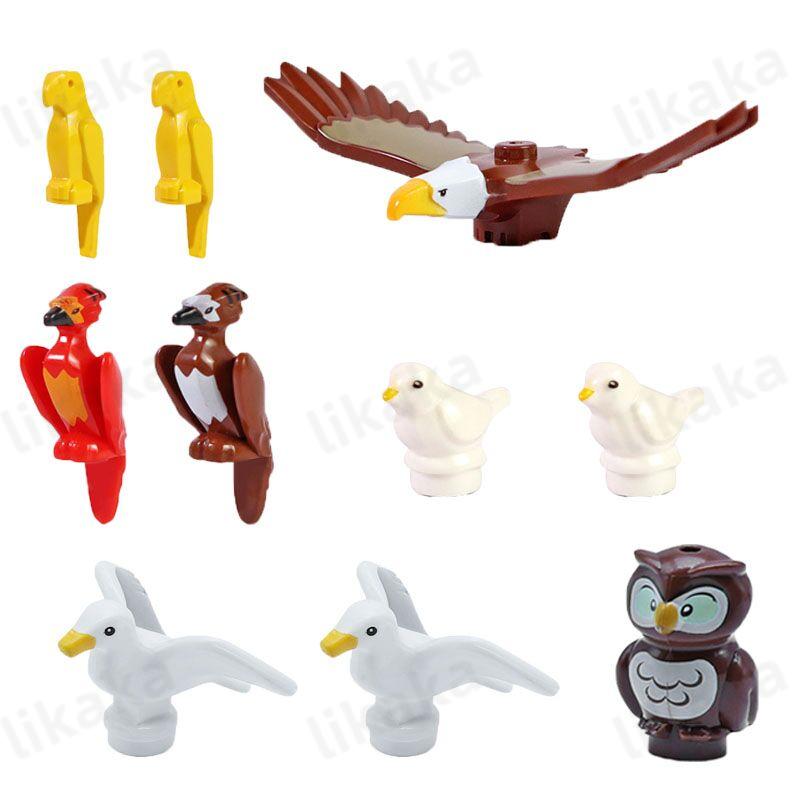 10 Stück Tiere Blöcke Spielzeug MOC Leopard Bär Kuh Vogel Modellbausteine Set Kompatibel Mini Steine DIY Spielzeug für Kinder Geschenk