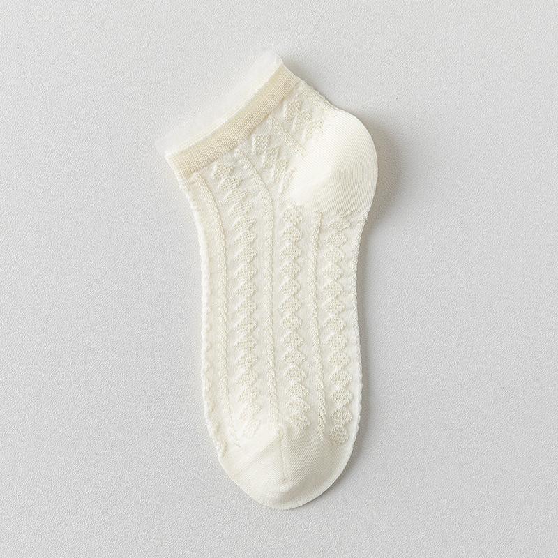 Female Spring and Summer Thin Lace Bubble Lace Mesh Breathable Boneless White Tube Socks