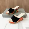 Ethnischer Stil Keilabsatz Plateau Übergröße Coole Hausschuhe Damen Sommer Neu Plateau Super Hoher Absatz Flip-Flops