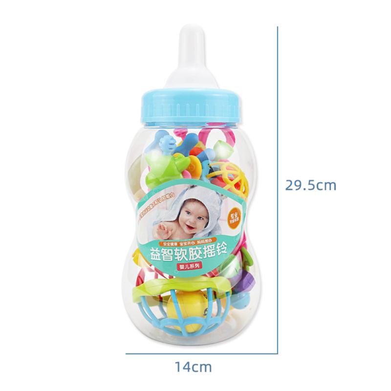 Set de 9 bucăți pentru bebeluși pentru depozitare biberoane, scuturator de apucare, jucării pentru dentiție pentru nou-născut, jucărie educațională timpurie