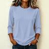 Damen Mode Lässig Bequem Raglanärmel Rundhals Dreiviertelärmel Gestreiftes Muster Pullover T-Shirt Oberteil