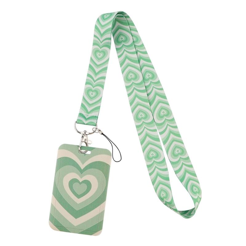 Lanyard mit Kartenetui Herzmuster ABS Kartenhalter Handy-Lanyard Kartenhülle für Arbeit Ausweishalter Buskarte Schlüsselzubehör
