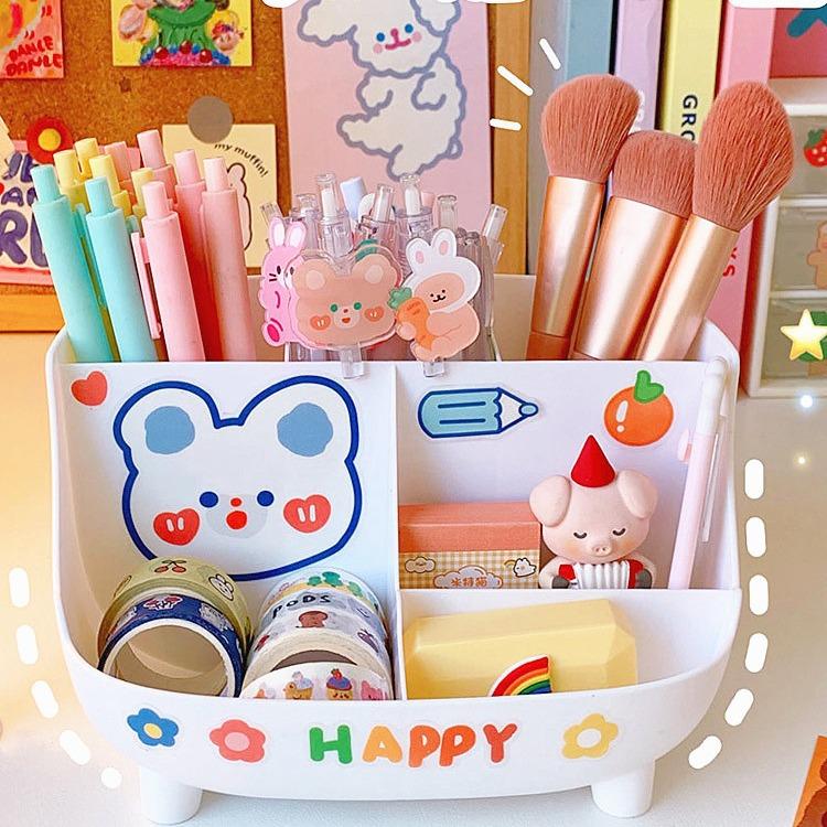 Desktop Creative Fashion Cute Girl Heart Multi Functional Large Capacity Stationery Storage Box
