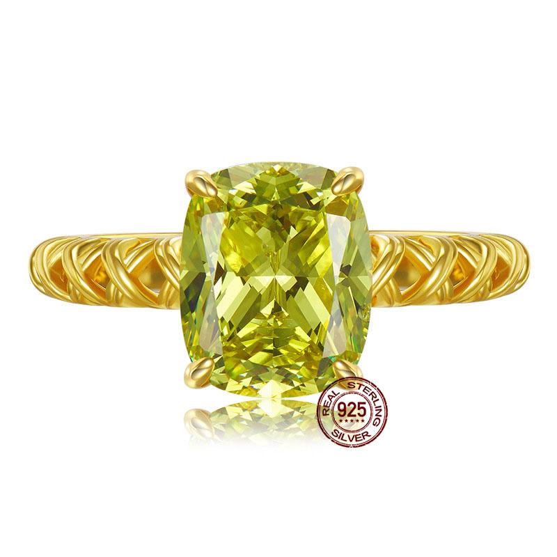 

Новое кольцо из стерлингового серебра S925, светлое, роскошное и простое 9*11, оливково-зеленое кольцо с цирконом, стильные модные универсальные ювелирные изделия