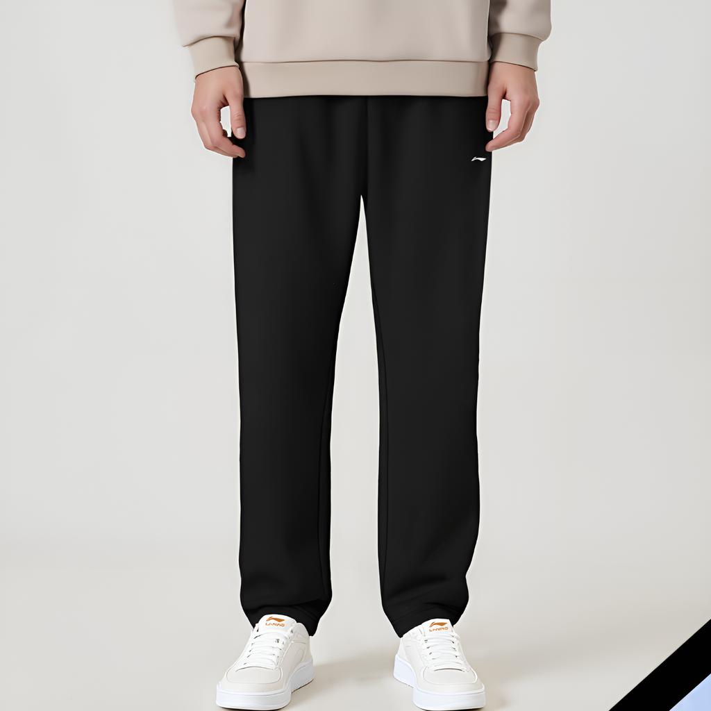 Li-Ning Fleece Lined Solid Color Elastic Casual Sports Long Pants Men bottoms AYKV979-1