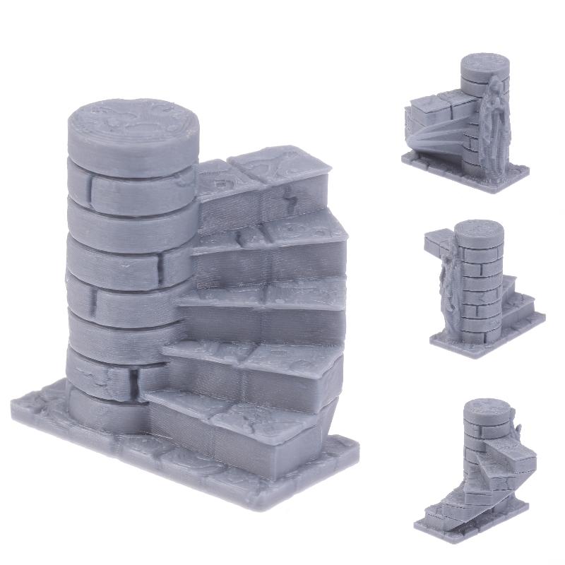 

3D Printed Tomb Staircase Ornament Miniature Ruined Landscape Desktop Decoration D&D Wargaming Game Tomb Terrain Staircase Model 1pc
