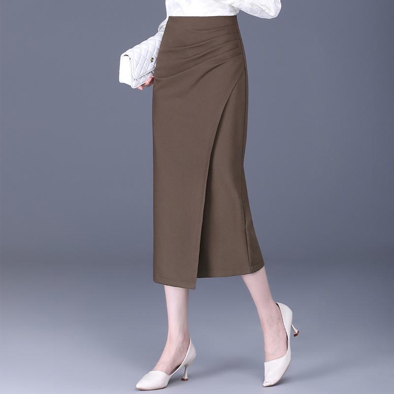 Women's Irregular Slit Pencil Skirt for Spring & Autumn – New Style Professional Straight Skirt