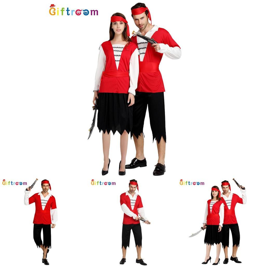 Couples Festive Pirate Costume Perfect For Halloween Parties Featuring Fabric Polyester