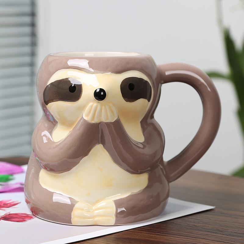 Кружка в форме ленивца мультяшная керамическая чашка милая молочная чашка кружка для завтрака керамическая офисная чашка 401-500ml