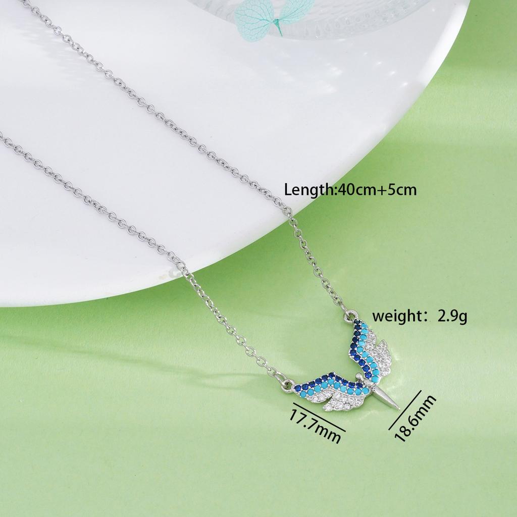 Stainless Steel Chain Fashion Shiny Zircon Angel with Wings Pendant Necklaces for Women Men Cool Choker Accessories Jewelry Gift