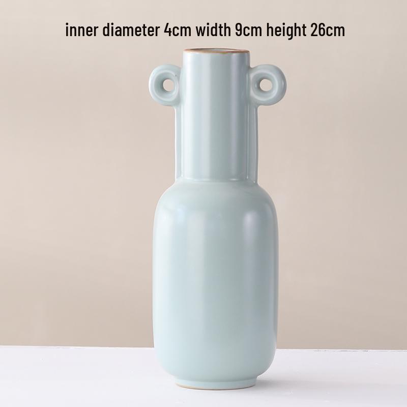 Elegant Celadon Vase: Classical Ru Kiln Ceramic for Hydroponic Flower Arrangements and Living Room Decor