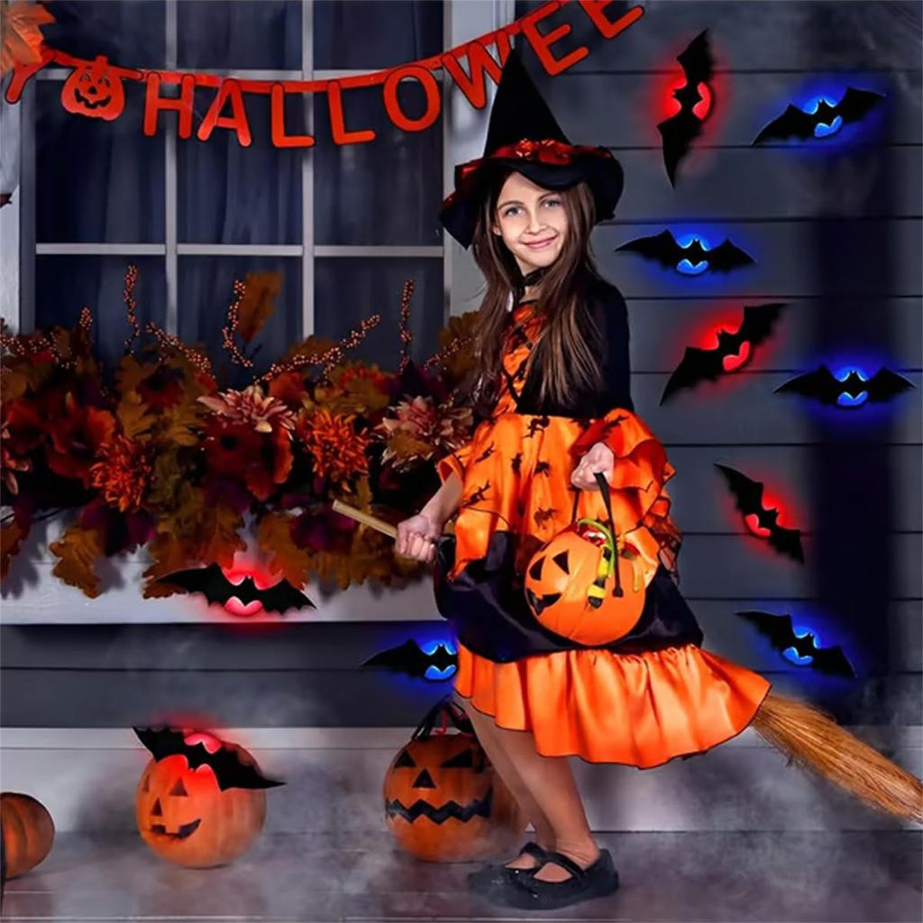 3D Design LED Decoration - Halloween Lighted Stickers Decor Light - Hanging Wall Luminous Glow Clings For Home Bar Halloween Party