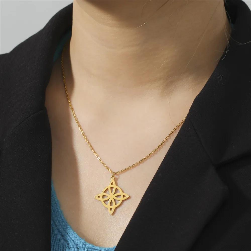 Skyrim Witch Knot Double Sided Knot Pendant Stainless Steel Geometric Necklace Women's Fashion Retro Talisman Jewelry 2026 New