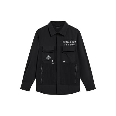 Li Ning X Cyril Künstler Kollaboration Buchstaben Print Polo Locker Sport Langarm Jacke Herren Jacken Schwarz AFDT769-1