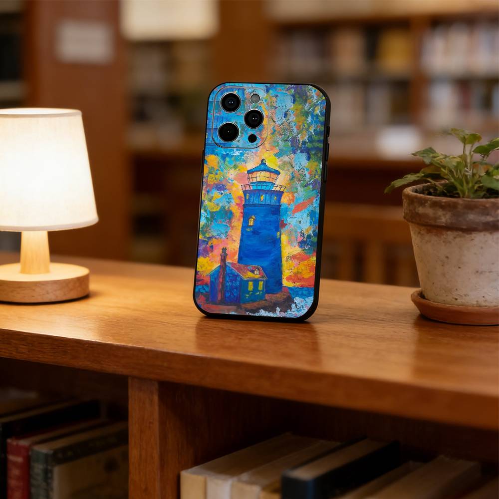 Art oil painting of a lighthous Phone Case For iPhone 17, 16,15,14,13,12,11 Plus,Pro Max, Others Soft Black Cover