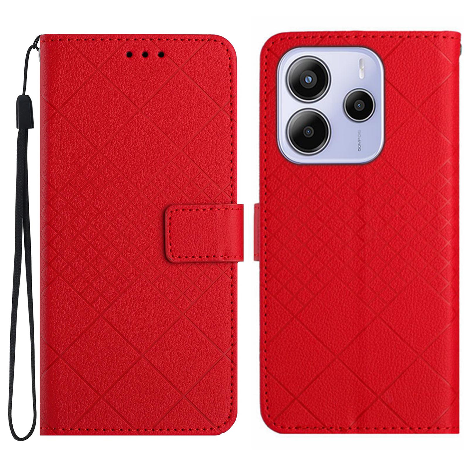 

Для Xiaomi Redmi Note 14 4G (164,84 мм) Гаманець Чохол для телефону Імітація Шкіри PU Відкидна Обкладинка-книжка Red