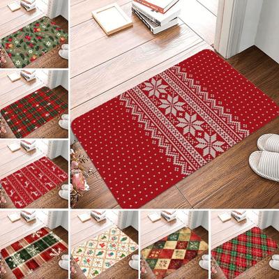 Christmas Elements Non-Slip Waterproof Doormat Easy Clean Entrance Floor Mat Home Decor Durable Minimalism Fashion and Beautiful