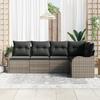 Ensemble de canapé de jardin 5 pièces avec coussins en gris poly rotin, Canapé de jardin 2 places avec rangement et coussins 3354368