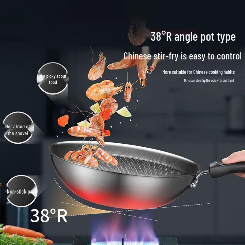 Supor 32cm Honeycomb Non-stick Stainless Steel Wok