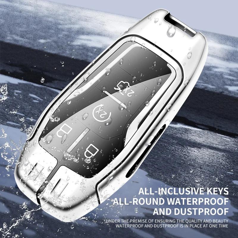 Car Metal Leather Remote Key Case Cover Ford Fusion Mondeo Mustang F-150 Explorer Edge 2015-2018 Car Key Protection Accessories