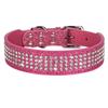 Collare per Cani in Pelle con Strass Bling Cristallo Largo per Animali Domestici 4 File Completo di Diamanti Collari per Cani Piccoli Medi Grandi Pitbull