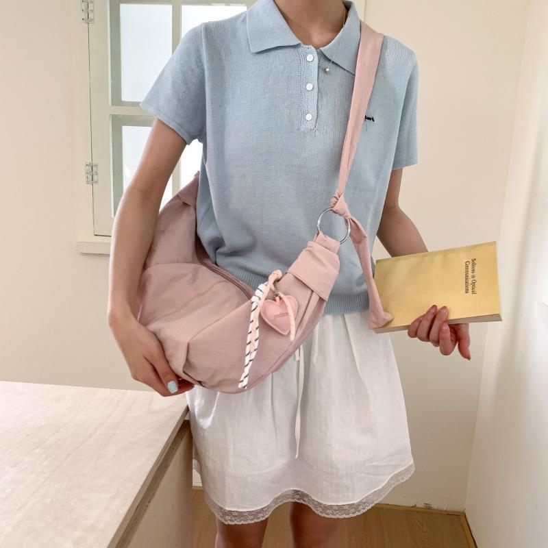 Niche Japanese and Korean literary messenger bag 2025 summer new simple versatile dumpling bag candy-colored casual shoulder bag