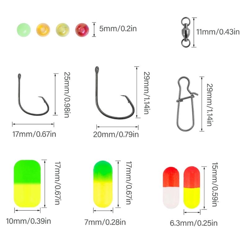 Professional Fishing Accessories Set Durability Metal Hook Floats Swivels Portables Case Included