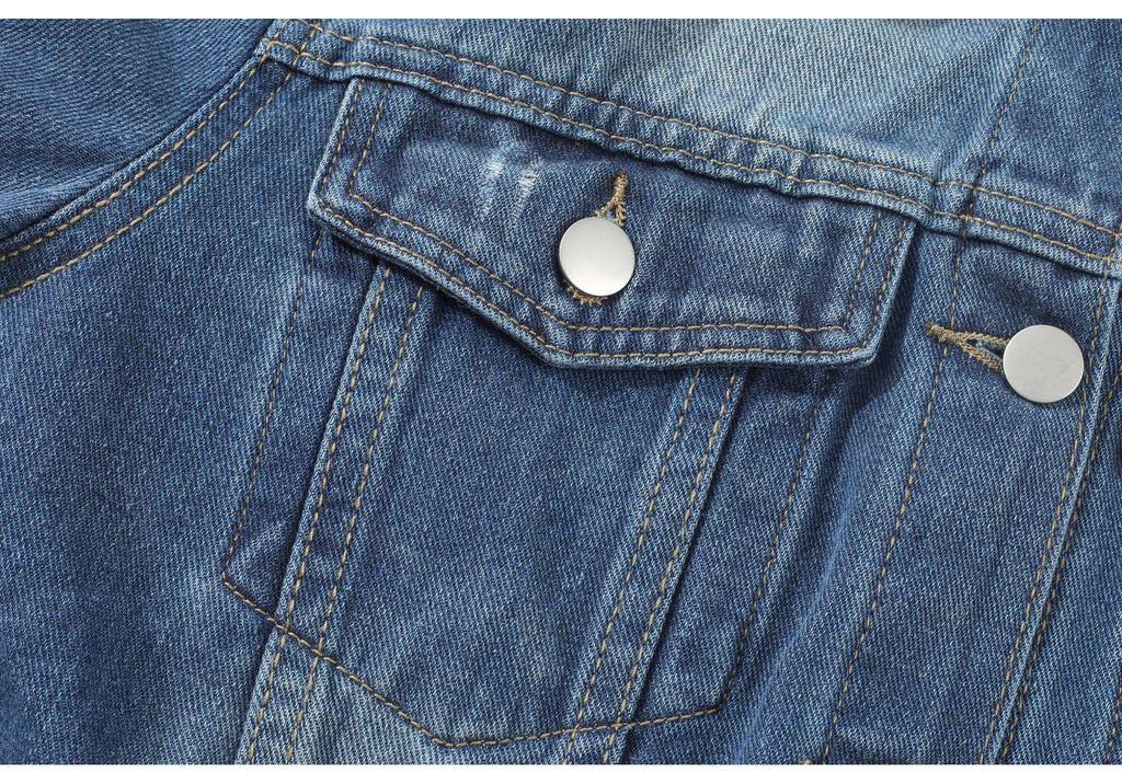 Women's Denim Lapel Jacket - Washed and Ripped, Long Sleeve, Non-Stretch, 2025 Collection.