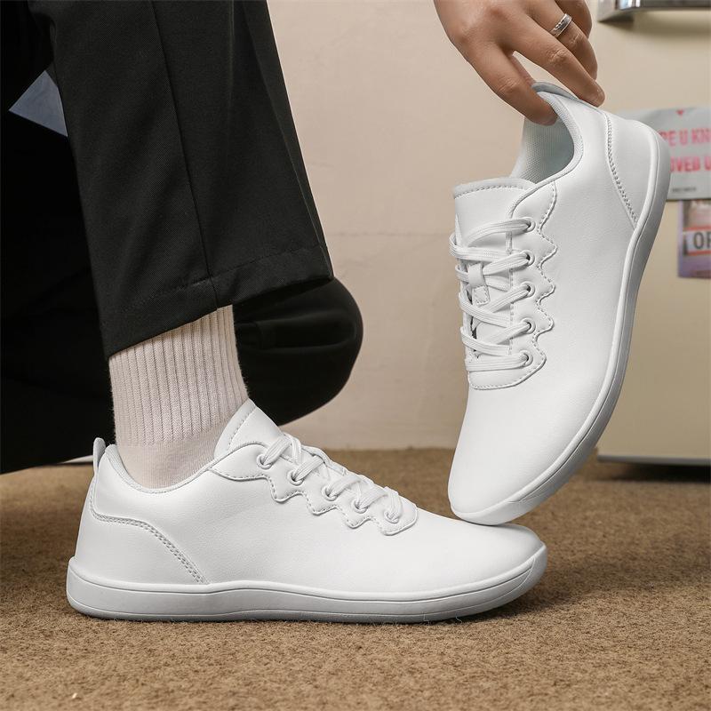 Spring Couples' Wide Toe Barefoot Shoes Lightweight Soft Soled Outdoor Sports Hiking Shoes Low Cut Lace Up Casual Sneakers