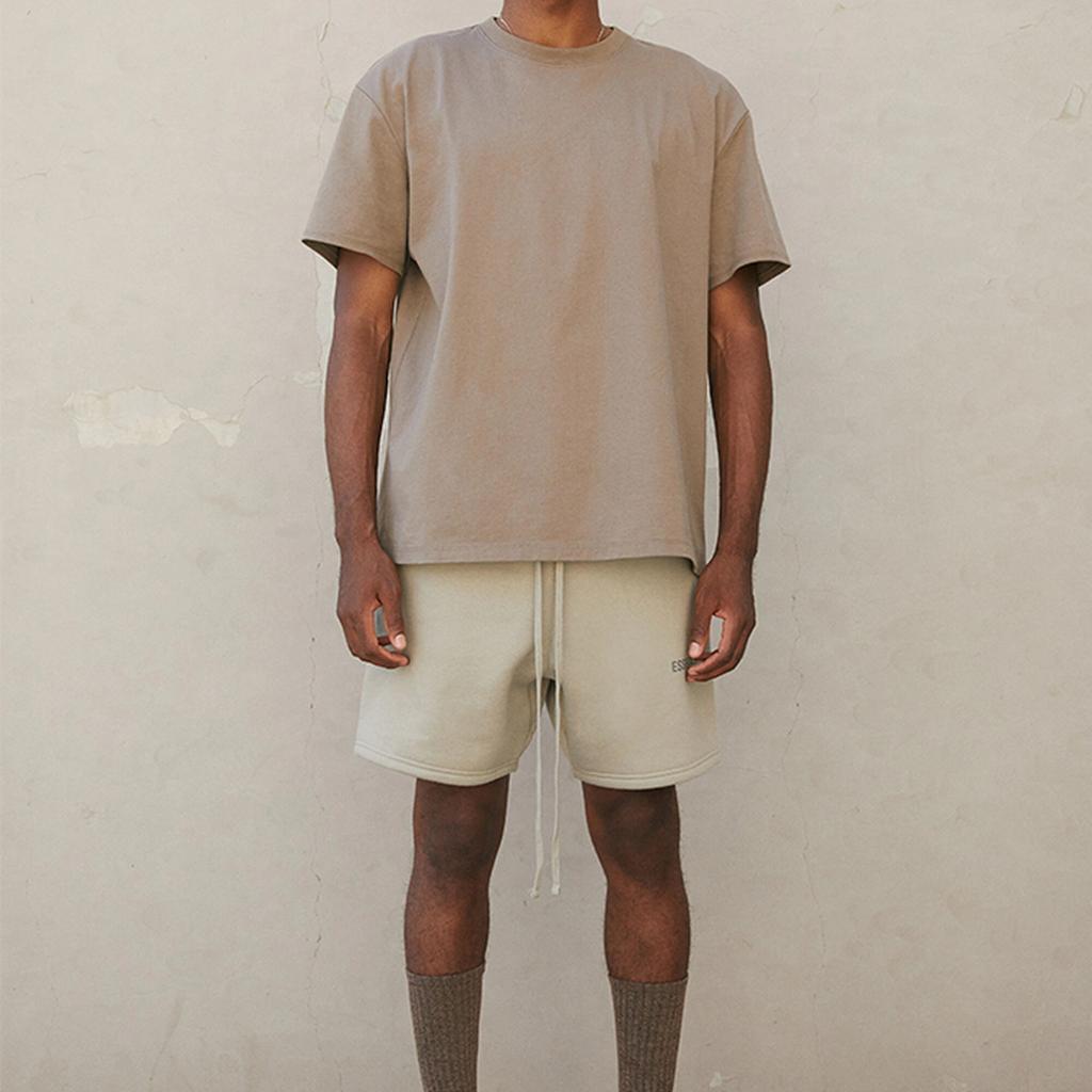 Fear of God Essentials FW21 Harvest Solid Color Letter Print Crew Neck Short Sleeve T-Shirt Unisex Tops Wheat-Brown FOG-FW21-008