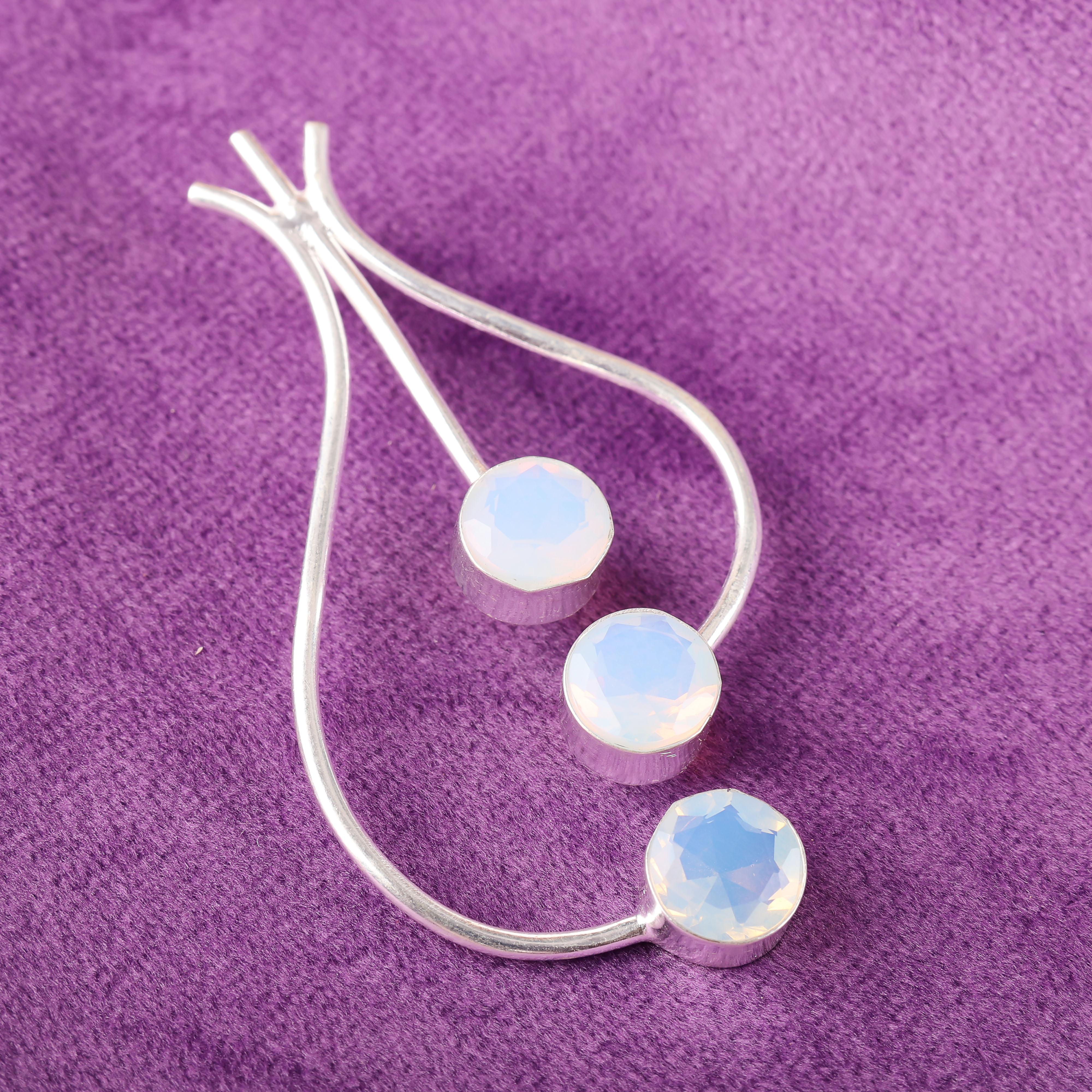 

Украшения из молочного опала, Серебряные серьги ручной работы, Ювелирные изделия из серебра 925 пробы, Серьги для медитации, Подарок для бабушки 2.2 Inches белый