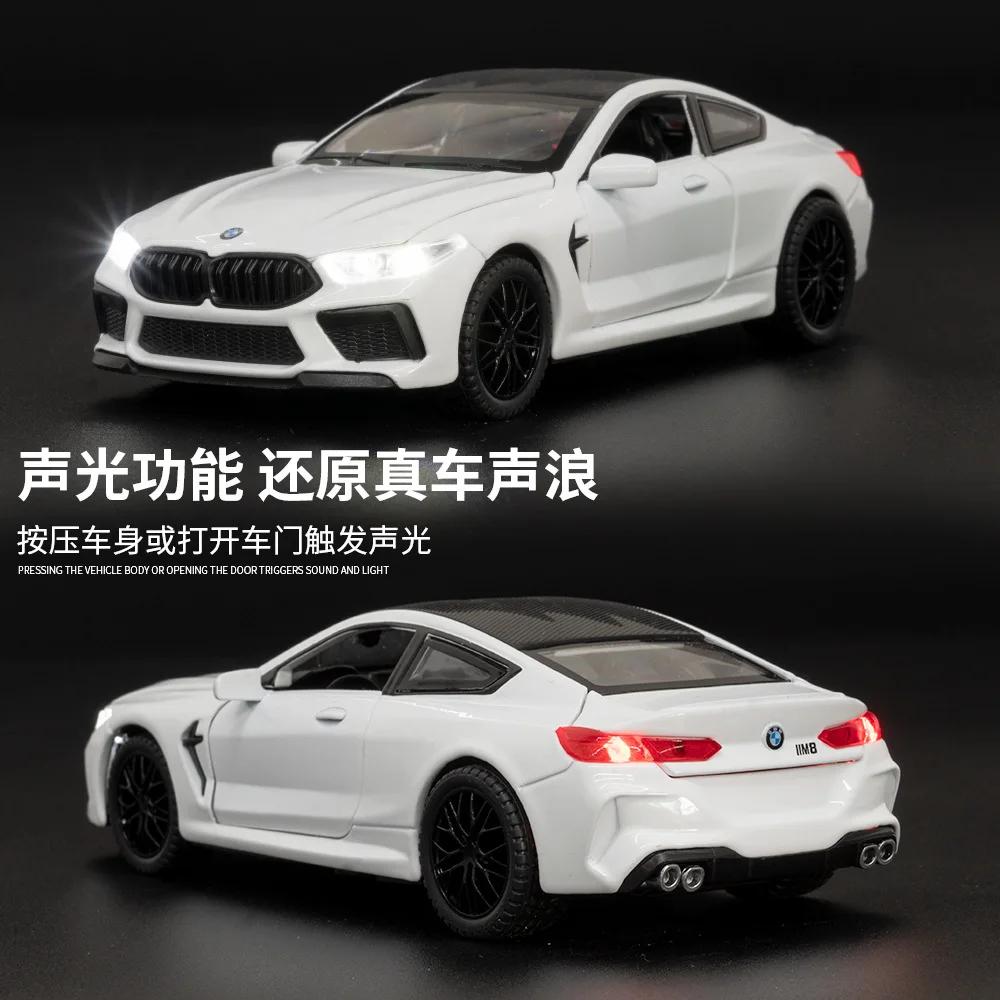 1:32 BMW M8 Supercar Alloy Diecasts & Toy Vehicles Metal Toy Car Model Sound and light Collection Kids Toy H23