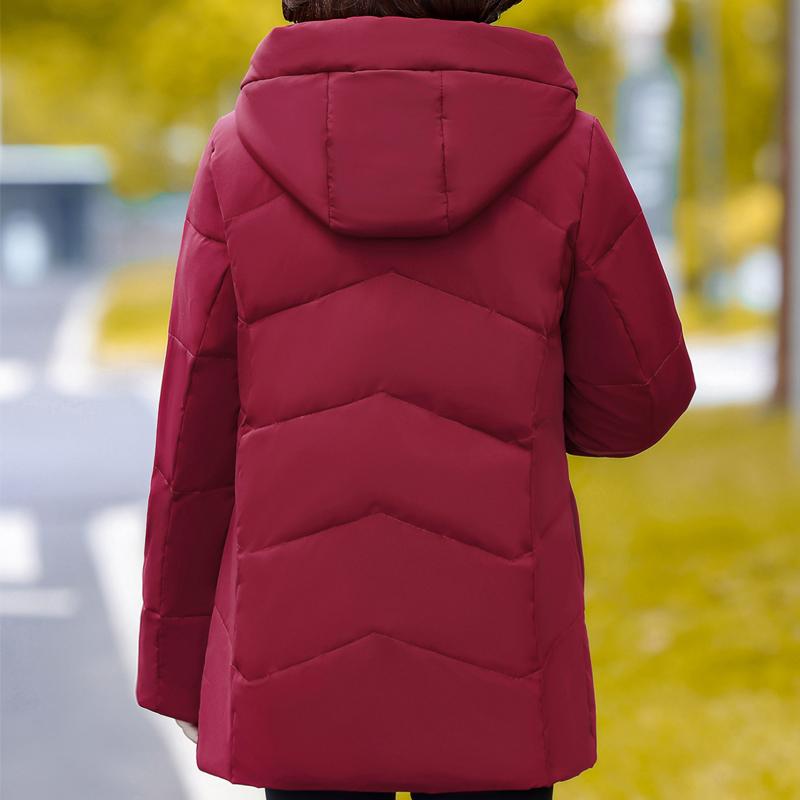Middle Age Women's Down Coats Winter Vintage Prakas Hooded Plus Size Elegant Thick Warm Puffer Jackets Woman  Outerwears