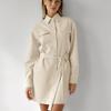 Frühling Herbst Damen Hemden Kleid Elegant Büro Damen Langarm Oberteile Vintage Koreanisch A-Linie Midi Kleider für Damen Bekleidung
