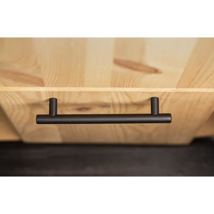 Butoni de mobilă - Set de 4 - Model Baretă - Inox brut - Negru - Distanță între găuri 128 mm