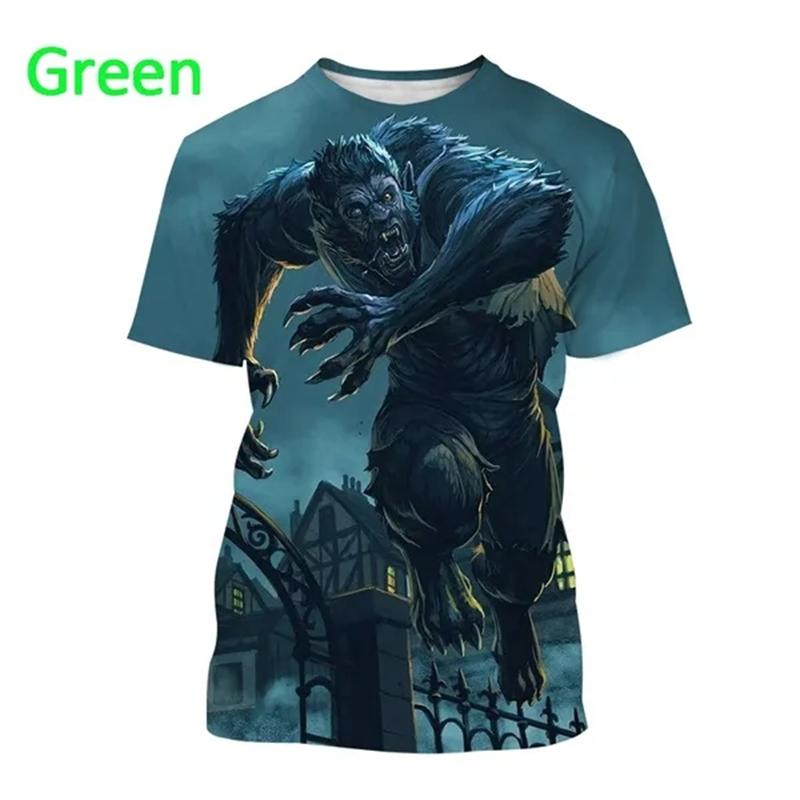 

Забавная футболка с короткими рукавами и 3D принтом оборотня, мужские классические футболки в стиле хип-хоп, уличная мешковатая удобная футболка, Ropa Hombres 6XL