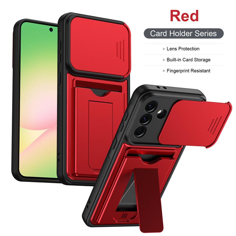 Lens Protection Kickstand Case For Samsung Galaxy A57 A37 A27 A17 5G A56 A36 A26 Protective Cover Card Slot Wallet Capa Fundas