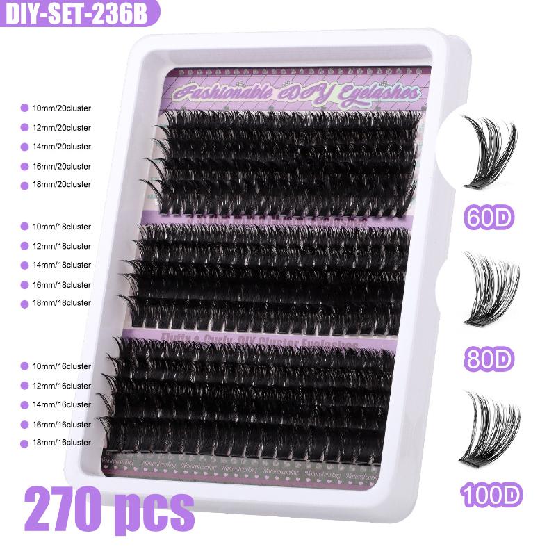 

False Eyelashes Cluster Lashes Kit Fluffy Individual Lashes Volume Mixed Tray Faux Mink Lashes Eyelash Extension Makeup Tweezers 236B