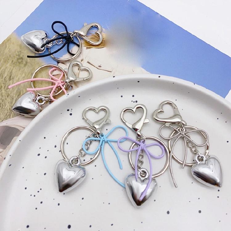 3D Heart Keychain Pendant Bowknot Keyring for Purse Bag Backpack Handbag Decors