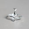 Ladies' Silver Cat Ring, Can Be Opened And Adjusted In Size, Simple And Fashionable Ring, Versatile Accessory Jewelry.