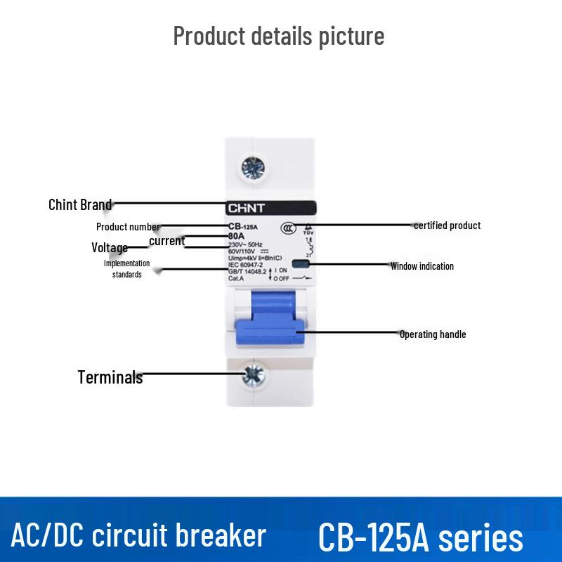CHINT 1P/2P 100A/125A DC Circuit Breaker for Energy Storage, 110V
