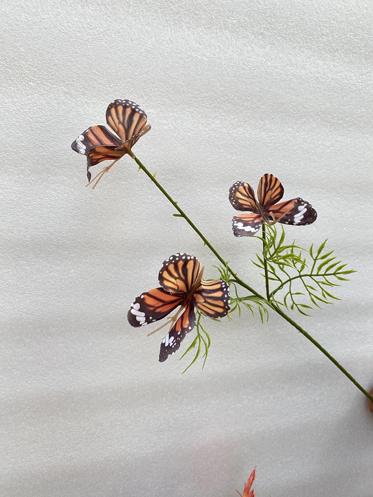 Three-Head Butterfly Artificial Flowers for Wedding Decorations and DIY Floral Arrangements