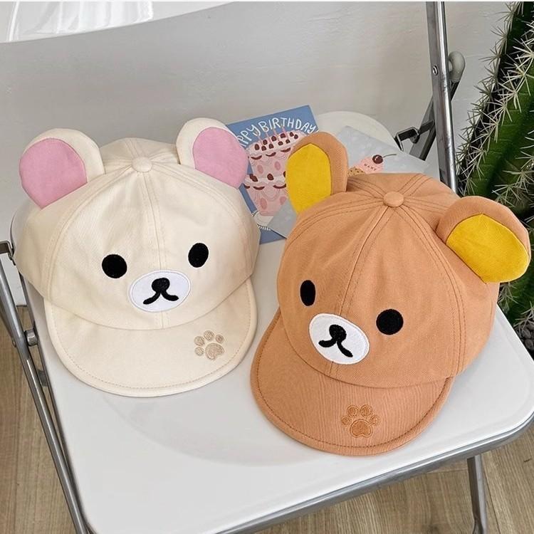 Japanese cute and easy bear flip brim cap children spring and summer cartoon sunshade sun protection versatile baseball cap tide