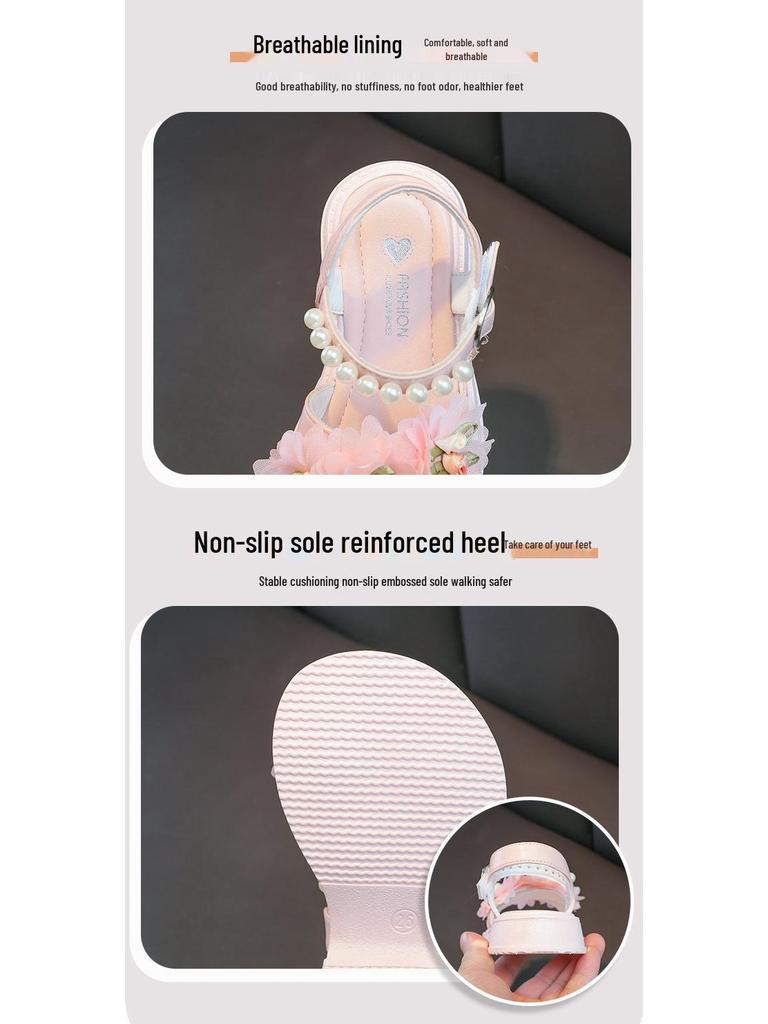 2023 Summer Soft Sole Girls' Fashion Sandals - Princess Style for Middle and Big Kids