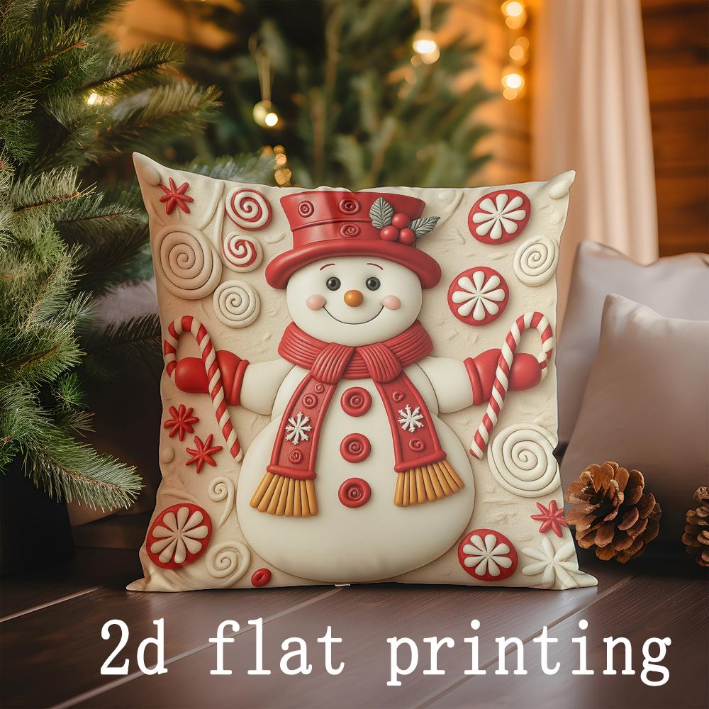 

1pcs/4pcs- Christmas-themed Decorative Cushion Covers with Santa, Tree, Deer, Snowman , Square Pillow Cover Cushion Cover 16x16Inch