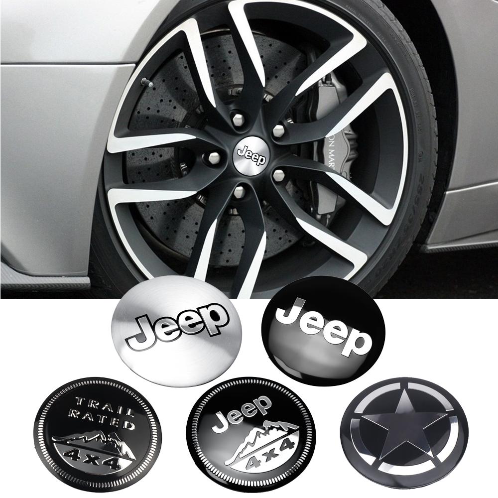 4pcs 56mm Car Wheel Center Hub Caps Cover Rim Exterior Decals Stickers Badge For Jeep jk Compass Renegade Grand Patriot Liberty